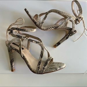 Zara Snakeskin Strappy Heels